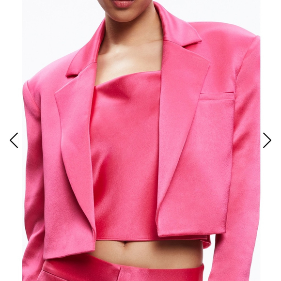 Alice + Olivia Pink Cropped Blazer Structured Suit Jacket - Picture 5 of 15